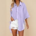 thumbnail image 2 of Womens Summer Tops v neck Button Down Short Sleeve Shirts Casual Chiffon Blouses, 2 of 4