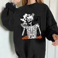 thumbnail image 3 of Pullovers d'Halloween pour Femmes Manches Longues Chandails en Molleton Squelette Drôle Citrouille, 3 of 6