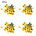 thumbnail image 3 of 4pcs Artificial Sunflowers Yellow Flowers Bunch Realistic Large Fake Flowers Accessories Wedding Bouquet for Home 24 Heads, 3 of 10