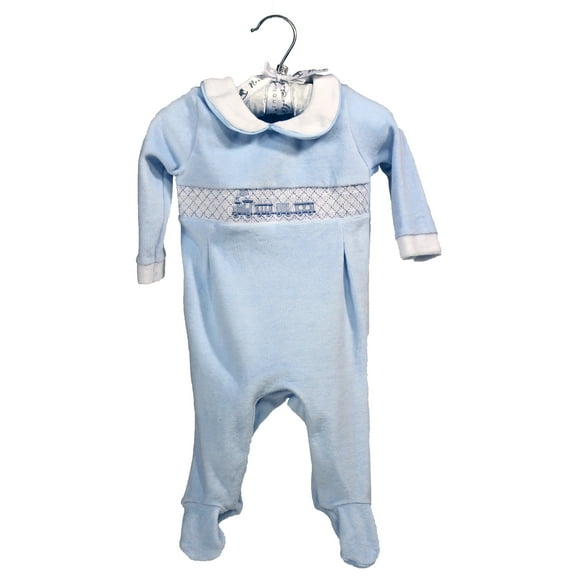 Rock A Bye Baby Boutique Baby Boys Smocked Velour Footie