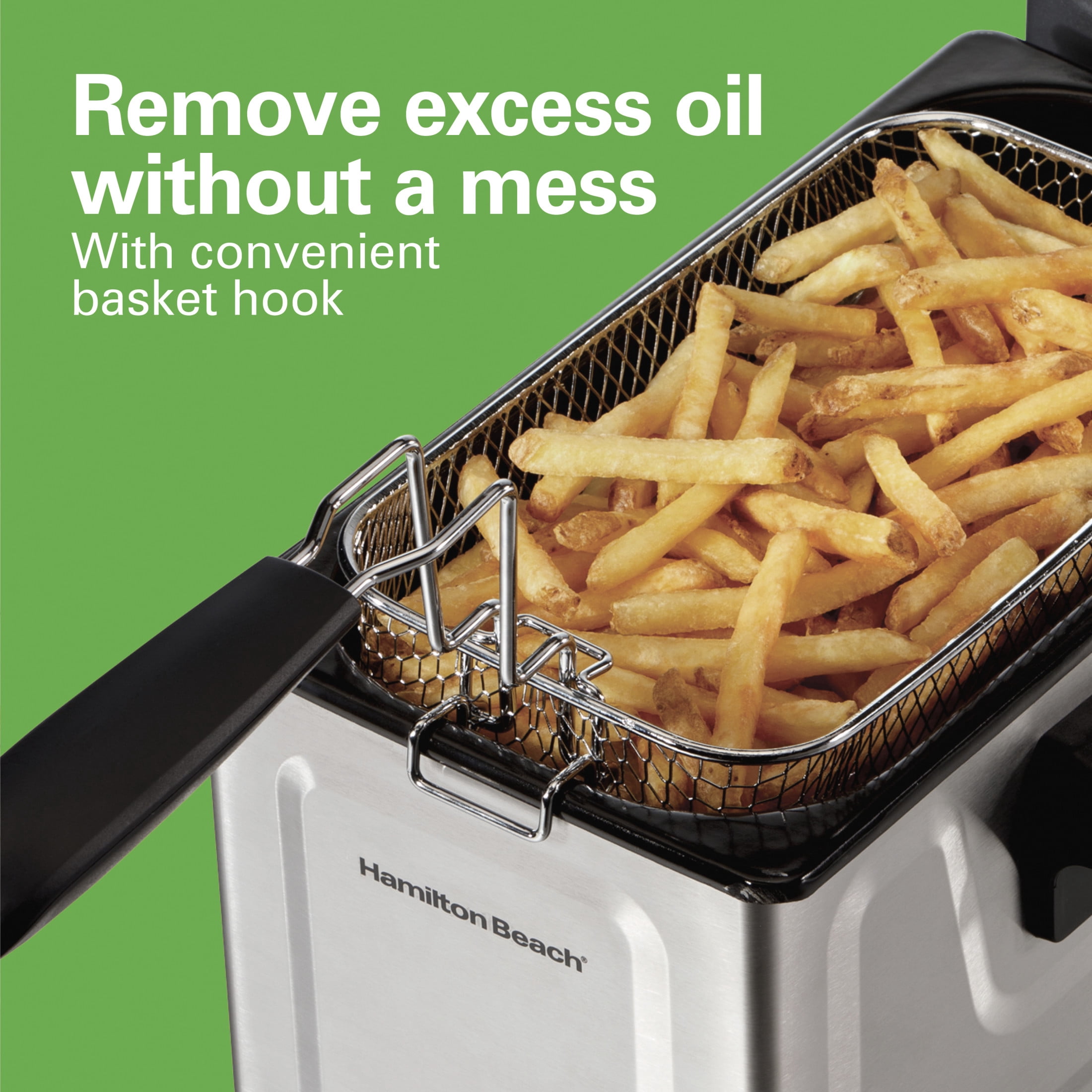 Hamilton Beach 8-Cup Electric Deep Fryer with Basket, Stainless Steel