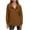 Coffee, variant on ZyeKqe Sweatshirts for Women Quarter Button V Neck Long Sleeve Loose Fitted Solid Color Casual Comfy Pullover Tops