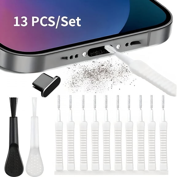 EXLEAF Phone Cleaning Kit, 14-Piece Smartphone Port Cleaner Set, Usb-C Lightning Port Cleaning Tools, Electronic Device Maintenance Kit for Home And Office, 14Pcs