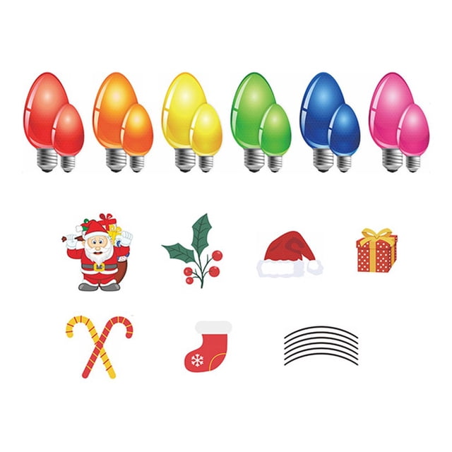 Christmas Bulbs Reflective Fridge Magnets Decals Set For Holiday Birthday Cars Mailbox