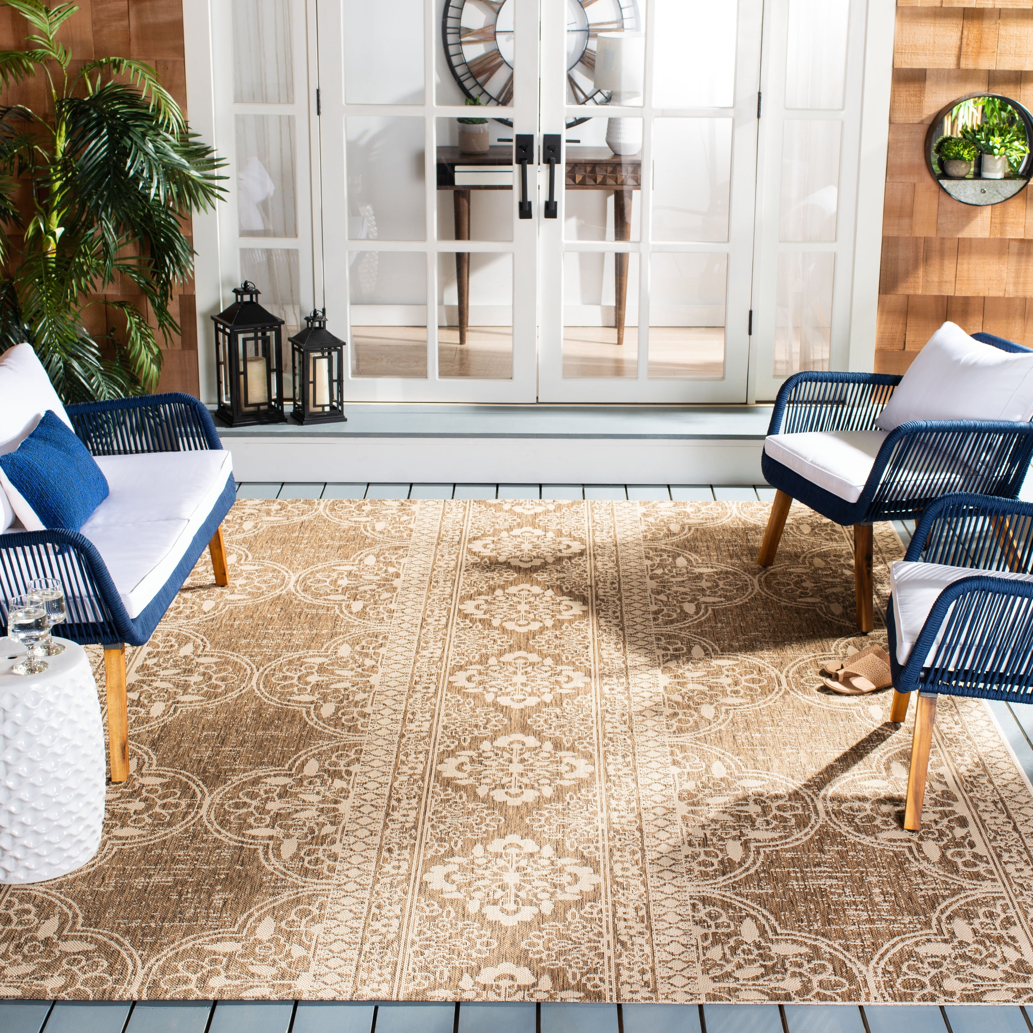 SAFAVIEH Beach House Kiaran Southwestern Indoor/Outdoor Area Rug Cream ...
