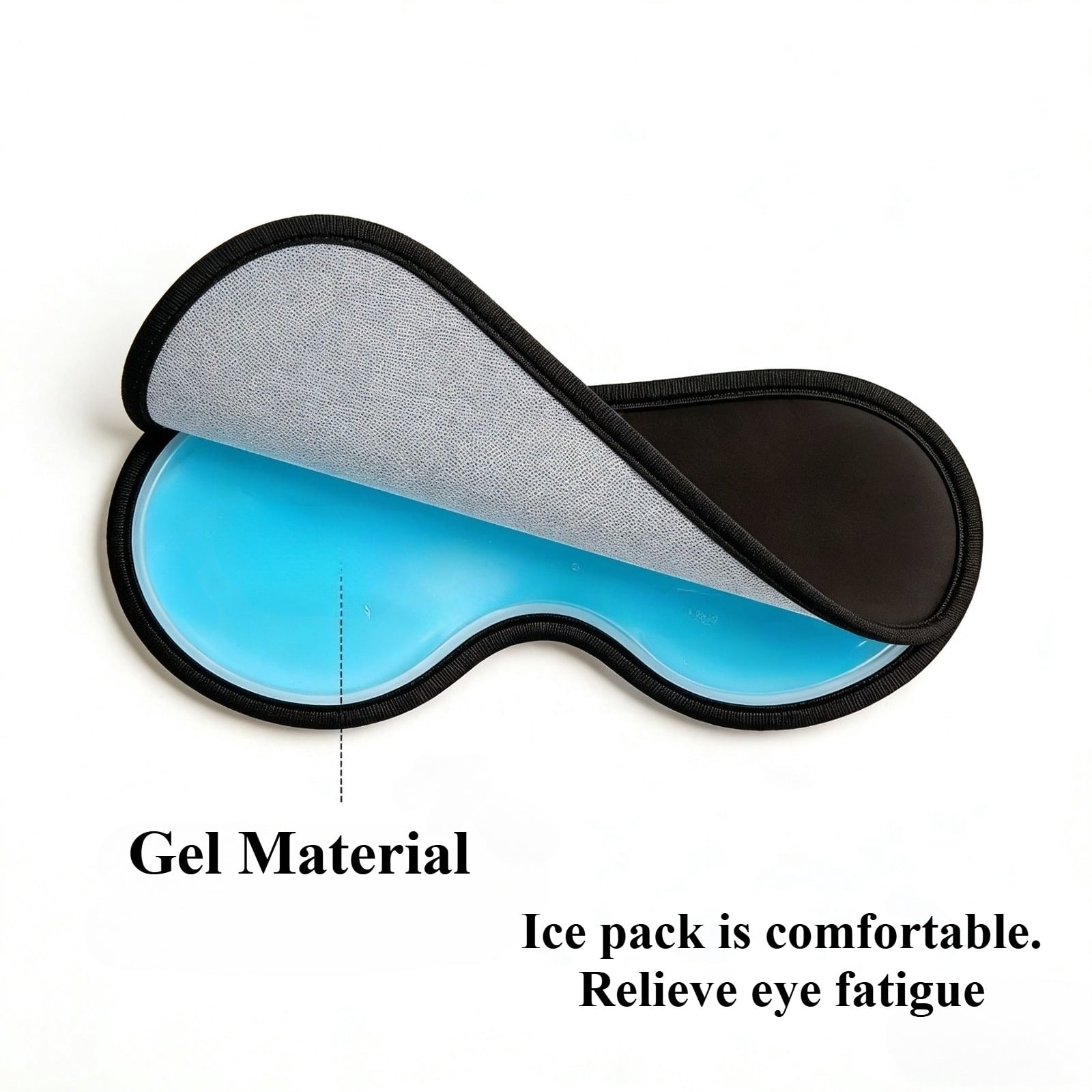 CHENQI Sleep mask, gel cold compress mask, relieves eye fatigue, adjustable elastic band, one-size-fits-all, suitable for lunch breaks at work, travel, computer enthusiasts, home use, black