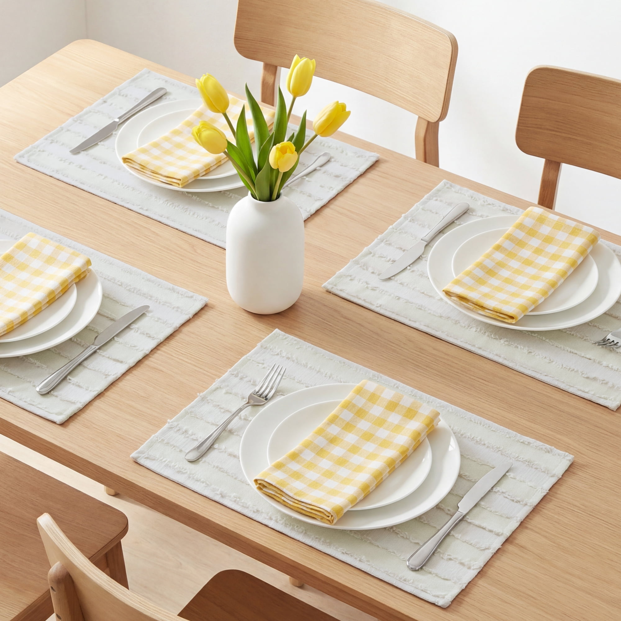 Unique Bargains Rustic Placemats Set of 4 Rectangular Cotton Blend Beige 15.7x11.8inch