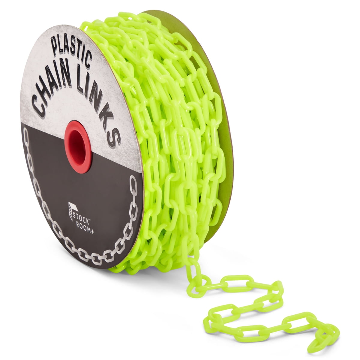 100 Foot Safety Plastic Chain for Businesses Events and Concerts, Neon Yellow (1.5-inch Links)
