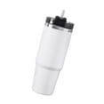 thumbnail image 3 of Vaso aislado, botella de agua de gran capacidad de doble pared de acero inoxidable a prueba de fugas, taza de agua para el hogar, viajes, viaje por carretera, al aire libre, Blanco 900ml BLESIY vaso aislado, 3 of 8