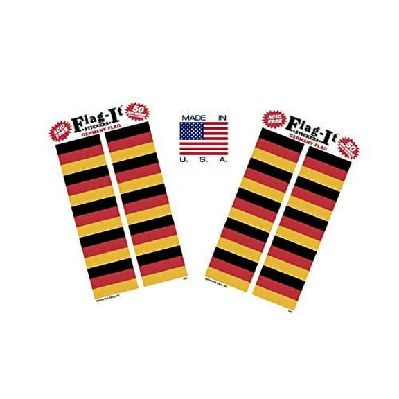 Made in The USA! 2 Packs of Flag-It German Flag Stickers, 100 Germany Sticker Decals