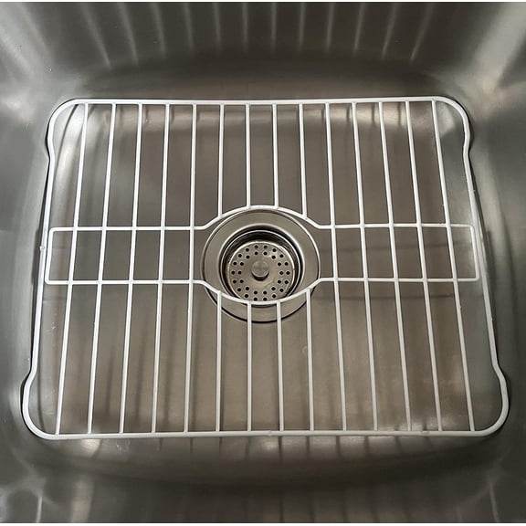 Sink Protectors for Kitchen Sink Bottom with White Coating Sink Grate Insert Grid Sink Bowl Drying Rack Steel Large (12.5" x 18")
