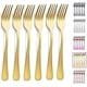 thumbnail image 1 of Tenedor de cena dorado, 6 piezas, tenedores de acero inoxidable de 20,5 cm, cubiertos de boda chapados en titanio dorado, tenedores dorados, juego de 6, 1 of 4