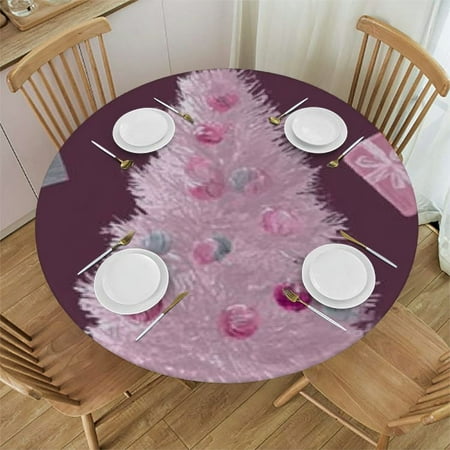 

Tllo0ord Christmas Table Cloth Cover Elastic Edge Round Tables Snowman Holiday Decorations Pattern Suitable for Festival Holiday Celebrate Party Table Round Tables Decoration Pink 46 -50