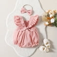 thumbnail image 4 of NIEWTR Newborn Baby Girl Clothes Floral Romper Lace/Ruffles Sleeve Romper Dress Summer Outfit Baby Bodysuit Infant Clothes(Red,0-3 Months), 4 of 6