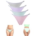 thumbnail image 1 of Charmo Women's Cotton Underwear Stretch Bikini Panties High Cut Briefs Low Rise 4 Packs, 1 of 6