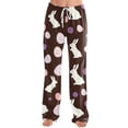 thumbnail image 5 of Easter Womens Pajama Pants Wide Leg Bunny Egg Print Loungewear Drawstring Comfy Lounge Pants Elastic Waist Cute Casual Fit with Pockets Pants, #50 Coffee XL, 5 of 5