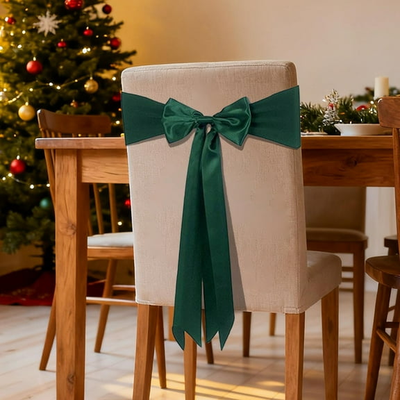 Costeam Festive Stretch Bow Chair Decorative Ties, Christmas Valentine's Day Party Accessory, Floating Tape Decor, Chair Cover Not Included