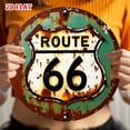 thumbnail image 6 of HELLOYOUNG Vintage Route 66 Metal Sign Rustic Green White Weathered Aluminum Wall Art Decor for Home Garage Cafe 7.87x7.87 Inch, 6 of 6