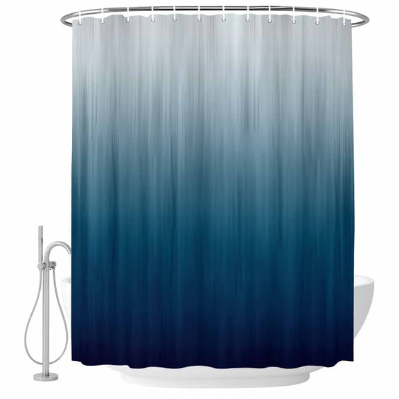 Navy Blue Ombre Shower Curtain Set - 72" x 78" Washable Bathtub Curtain with 12 Hooks, Contemporary Gradient Abstract Art Waterproof Fabric Stall Shower Curtains for Bathroom/Bathtub Décor