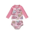 thumbnail image 1 of Gupgi Summer Kid Girls Swimsuit 2 Piece Quick Dry Rash Guard Set 0-5Y Long Sleeve Shell Print Patchwork Zipper Tops Bottoms, 1 of 8