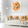thumbnail image 3 of Designart Lovely Red Watercolor Cat - Animal Throw Pillow - 18x18, 3 of 5