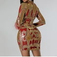 thumbnail image 4 of Formal Sequin Dress for Women Boho Sparkly Long Sleeve V Neck Dresses Feather Evening Party Wedding Guest Bodycon Dress Red L, 4 of 5