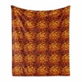 thumbnail image 1 of Abstract Soft Flannel Fleece Blanket, Surreal Floral Pattern with Swirls Curves Foliage Design with Warm Colors, Cozy Plush for Indoor and Outdoor Use, 50" x 70", Yellow Orange Black, by Ambesonne, 1 of 6