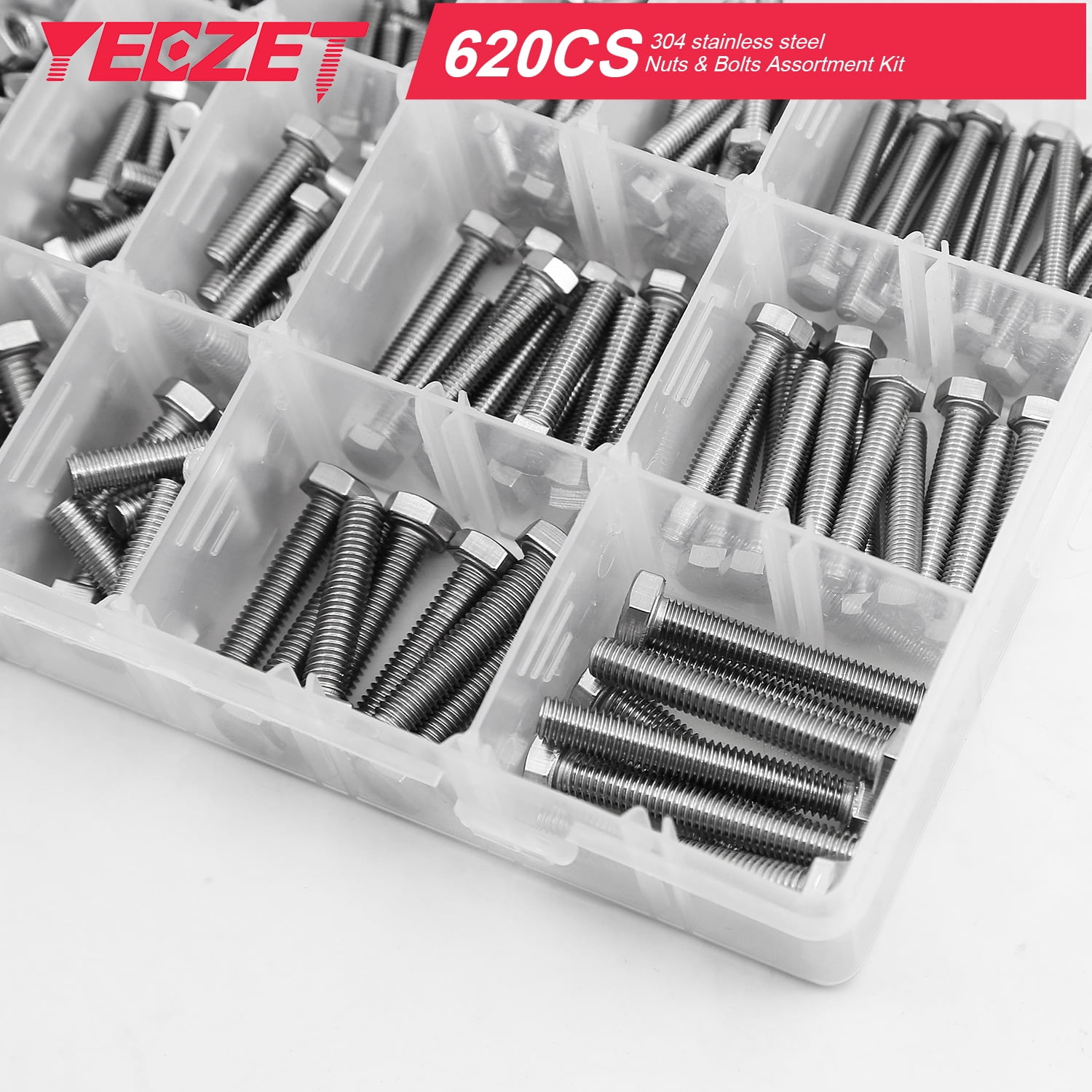 M4 M5 M6 Bouten Assortiment YEEZET 163 Set M4 M5 M6 Heavy Duty Bouten En Moeren Assortiment Kit Legering Staal Grade 8.8 Inclusief 13 Meest Voorkomende Maten Doe-het-zelf Hardware Kit