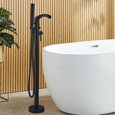 Oil Rubbed Bronze Freestanding Floor Mount Tub Filler Bathtub Faucet with Hand Shower