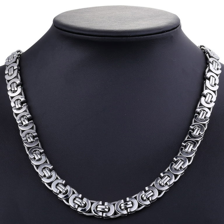 Hermah 11mm Silver Tone Stainless Steel Flat Byzantine Necklace Mens Womens Chain 18 28inch Walmart