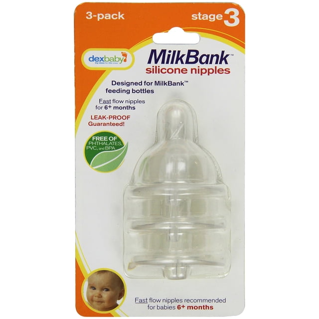 Nipples DexBaby MilkBank Silicone Stage 3, paquete de 3