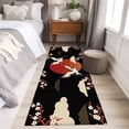thumbnail image 4 of Japanese Style 2'x6' Runner Rugs for Hallway Kitchen Bedside Non Slip, Modern Cranes Cherry Flower Wave Red Brown Entryway Rug Runners with Rubber Backing, Long Carpet Runner for Laundry Room, 4 of 8