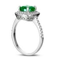 thumbnail image 4 of 2.25 Carat Green Emerald 6mm Princess Cut Moissanite Diamond Double Halo Engagement Ring in 10k White Gold, 4 of 5