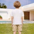 thumbnail image 5 of CUZIBR Boys Baby Toddler Summer Cargo Shorts Casual Cartoon Print Solid Color Multi Pockets Elastic Waist Wide Leg Baggy Short Pants Outdoor Cozy Summer Hiking Fishing Bermuda Shorts,Khaki,3-4 Years, 5 of 8