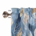 thumbnail image 5 of Half Window Curtains 24 Inches Long, Blue Gold Feather Window Treatment Curtain Drapes, Modern Oil Painting Gradient White Short Curtains Tiers for Kitchen Over Sink, 27.5"x24", 2 Panels, 5 of 7