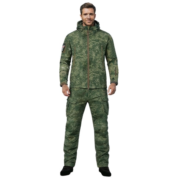 CONZONE Mens Sweatsuit 2 Peice Set Casual Hiking Suit for Men Windproof Waterproof Camouflage Jacket Sweatpants Warm Fall Winter Athletic Outdoor Outfits