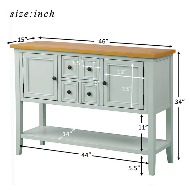 Console Table With 4 Storage Drawers, 34 Inch Tall Console Table