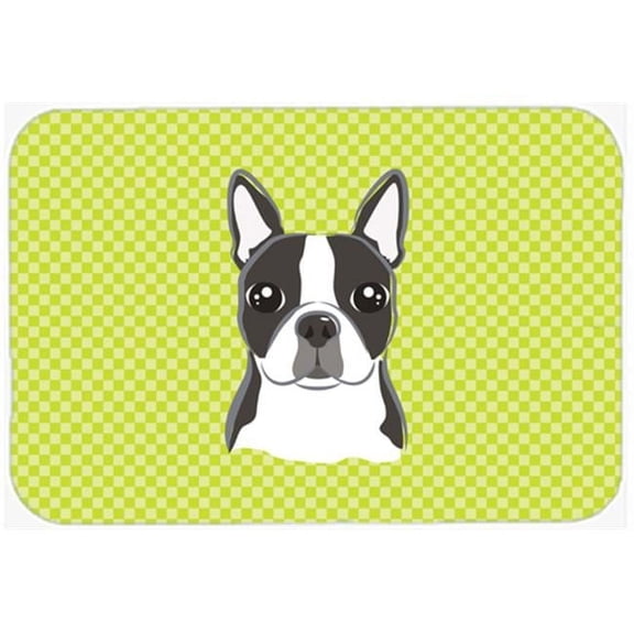 Carolines Treasures Checkerboard Lime Green Boston Terrier Mouse Pad Hot Pad or Trivet Large multicolor