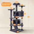 thumbnail image 3 of Yaheetech 54"H Cat Tree Tower with 3 Scratching Posts, Dark Gray, 3 of 7