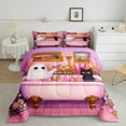 thumbnail image 2 of Manfei Black Cat 2pcs Bedding Comforter Set,Kawaii Ghost Twin Comforter Sets,Pink Flower Breathable Bedding Set,Super Cozy Happy Halloween Room Decor,Reversible, 2 of 8
