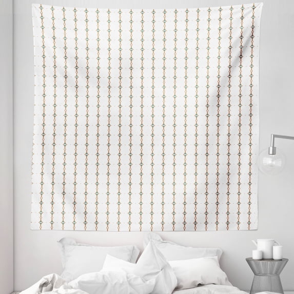 Geometrical Tapestry, Abstract Ornamental Stripes Motifs in Vertical Design on Plain Background, Fabric Wall Hanging Decor for Bedroom Living Room Dorm, 5 Sizes, Multicolor, by Ambesonne