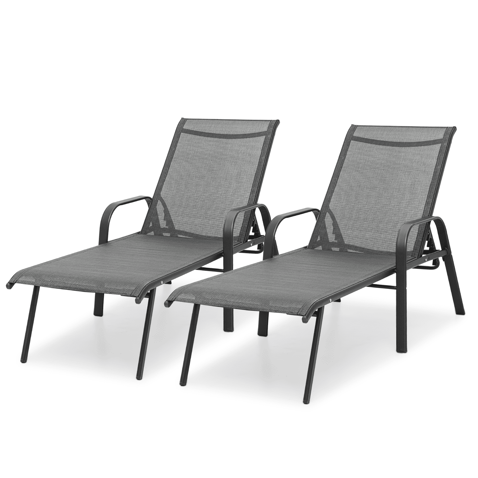 MoNiBloom Set of 2 Patio Lounge Chairs with Adjustable Backrest, Pool Recliner Outdoor Chaise