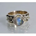 thumbnail image 4 of Navya Craft Rainbow Moonstone Round 925 Sterling Silver Handmade Women Statement Ring Size 9.5, 4 of 5