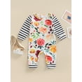 thumbnail image 2 of TRKIYQC Mono de otoño para bebé, manga larga, cuello redondo, elefante, estampado floral, pantalones de mameluco TRKIYQC casual, 2 of 8