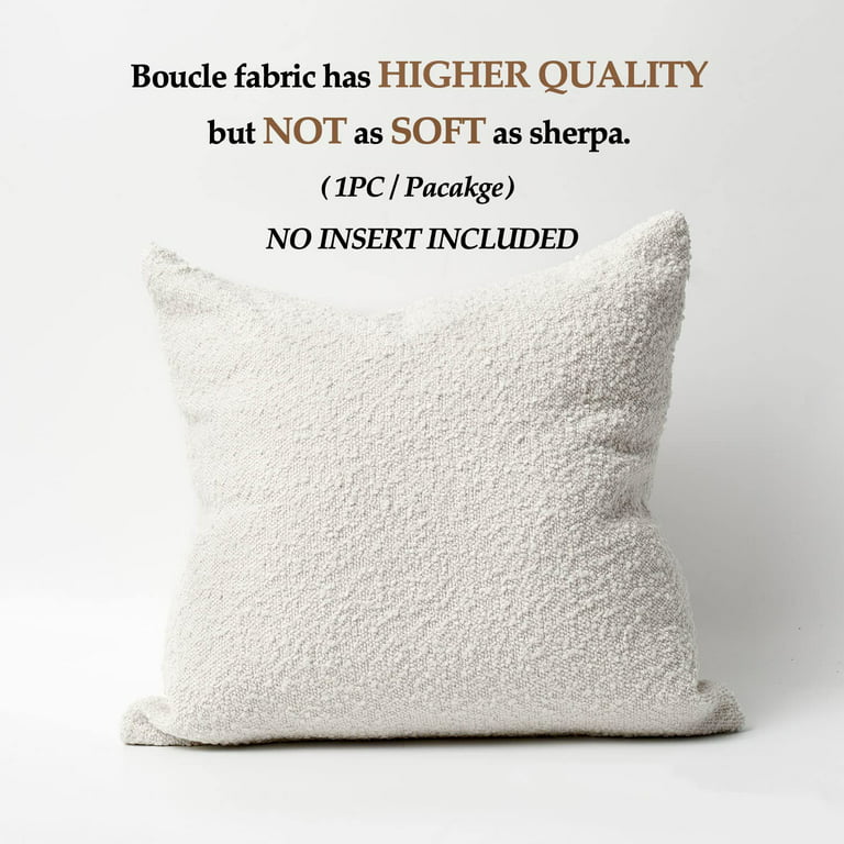 Boucle Pillow Covers 20x20 Luxury Throw Pillow Covers Decorative Pillows  for Bed Sofa Pillows for Living Room Accent Couch Soft Cushion Case, 1PC,  Ivory