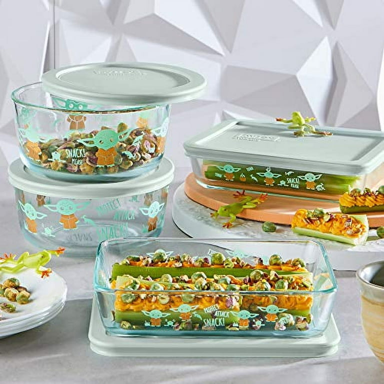 Pyrex Disney Star Wars The Child Decorated Glass Set Food Storage, 8 Piece