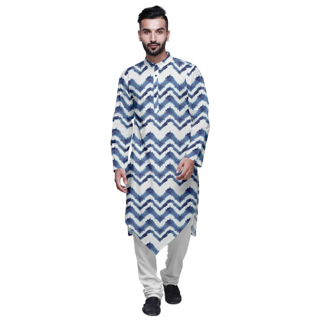 Atasi Kurta à Manches Longues de Designer pour Garçons, Kurta Décontractée Imprimée en Coton Flex