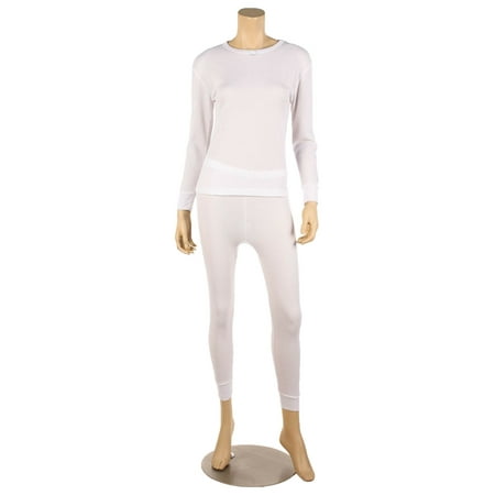 Therma Tek Women's Underwear 2 PC Waffle Knit Long Johns Thermal Set White XL
