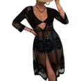 thumbnail image 1 of VISgogo Mujeres Playa Malla Cubrir, Traje de baño Smock Floral Impreso Encaje Abierto Kimono Verano Ropa de Playa VISgogo moda, 1 of 6