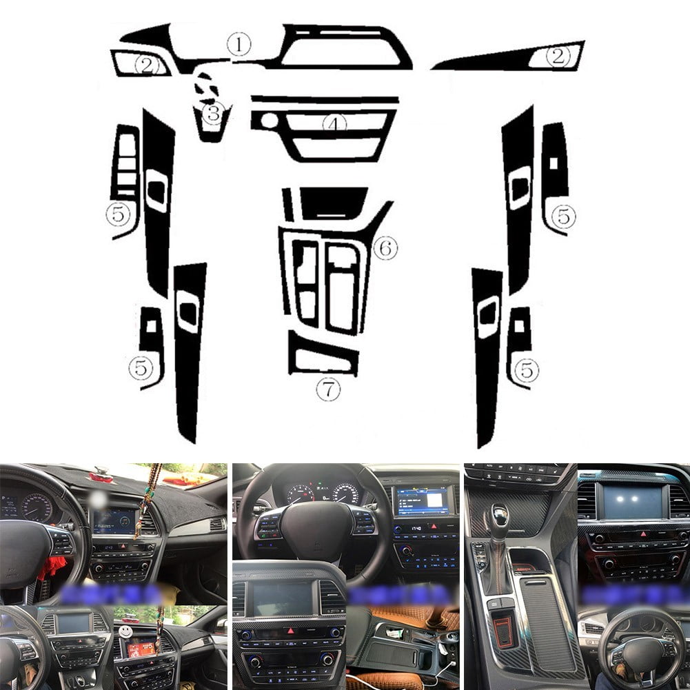 Interior Center Console Carbon Fiber Molding Sticker Decals For Hyundai